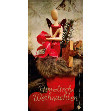 Sternkopf-Engel Karte "Himmlische Weihnachten", rot